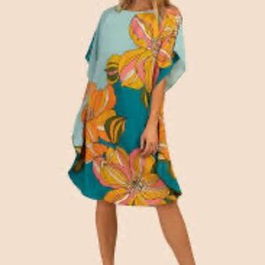 Gorgeous Trina Turk turquoise floral dress XXL